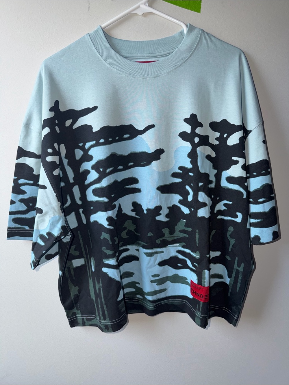 CHNGE Light Blue & Black Graphic oversized Short Sleeve Tee